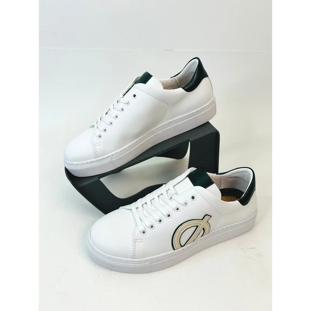 Loci Origin Vegan Leather Sneakers White Green Cream LC-009-065-39 Womens Size 8